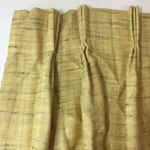 Vintage 1950s Drapes Curtains Weighted Corners Woven Lined Yellow Green 46"x44"